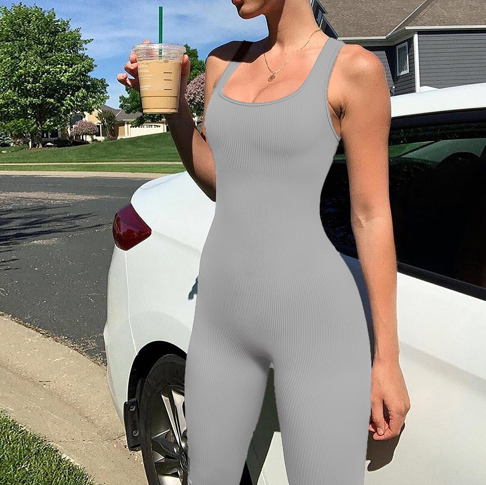 Slim-fit sexy yoga athletic one-piece bodysuit